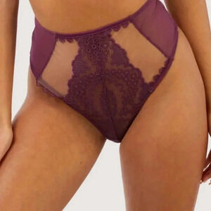 NWT Playful Promises Felicity Hayward Lace High Waist Cheeky Thong 16 Merlot